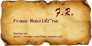 Frass Ruszlána névjegykártya